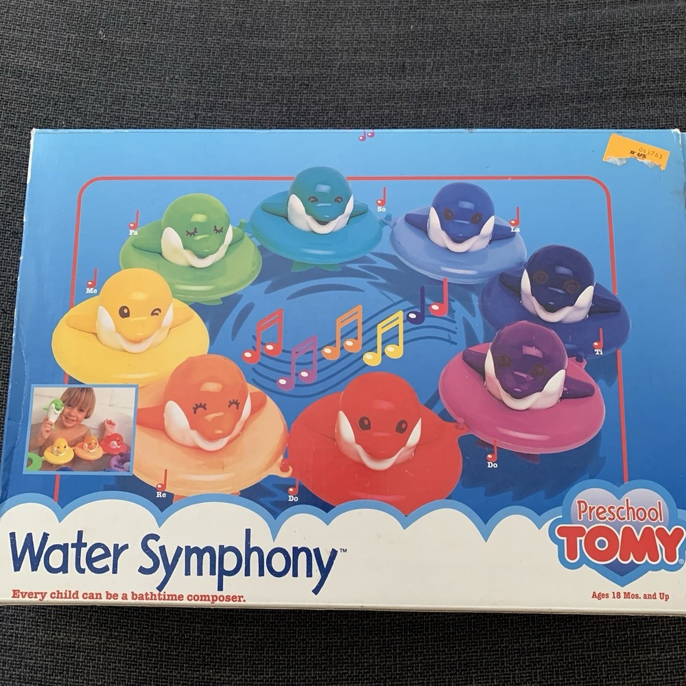 Tomy Water Symphony Vintage Music Preschool Toddler Bath Toy Bathtime Dolphin‎